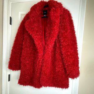 Rocker Chic Red Fluffy Coat